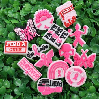 1-14pcs PVC розова серия Survivor пеперуда обувка бутон декорация борба момичета Croc Jibz талисмани за парти подарък