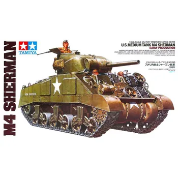 1:35 Мащаб Tamiya военен танк модел US среден танк M4 Sherman ранно производство резервоар сграда комплект резервоар хоби DIY 35190