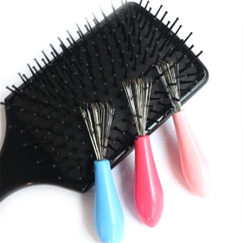 1 PC Random Color Comb Hair Brush Cleaner Почистващ препарат Вграден пластмасов инструмент за почистване на гребен