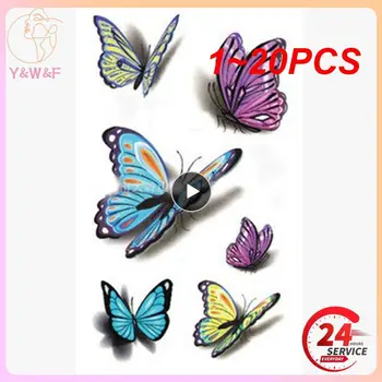 1 ~ 20PCS Боди арт водоустойчиви временни татуировки за жени 3D красива пеперуда дизайн малка ръка татуировка стикер на едро RC2315