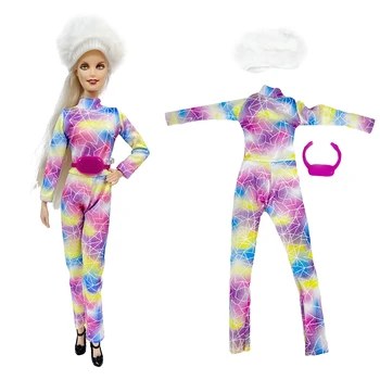 1 Комплект дрехи в цветовете на дъгата за кукла Барби Зимни дрехи Спортни облекла за аксесоари за кукли 1/6 на момичето Бебешки играчки