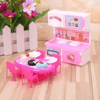 1 комплект кукла кухня игра играчки деца детски мебели уред миниатюрни пълен карикатура бебе играчка кухненска посуда бюро