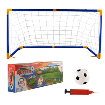 1 Комплект преносими футболни мрежи за голове Пост Комплект преносими сгъваеми - футболни цели с топки Помпа за вътрешни спортове на открито