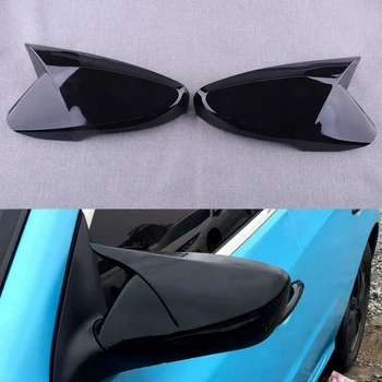 1 чифт лъскав черен ABS пластмасов автомобил огледало за обратно виждане Trim годни за Hyundai Veloster 2012 2013 2014 2015 2016 2017
