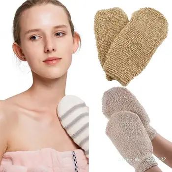 1 чифт ръкавици за баня домакински душ кърпа скраб измиване на тялото у дома снабдяване еластична избършете обратно къпане почистване ръкавици за възрастни