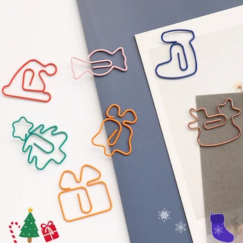 10 бр. Коледа метален материал форма кламери смешно Kawaii Bookmark Office Shool канцеларски маркиране клипове