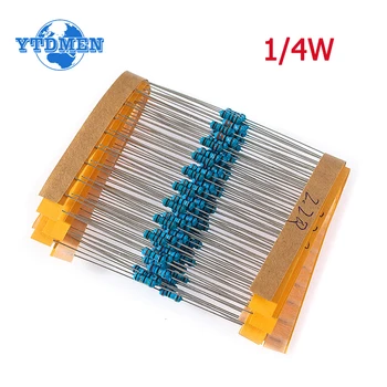 100 / 120PCS 1 / 4W метален филм резистор комплект 0.25W 1% съпротивление 2R 2.2R 2.4R 2.7R 3R 3.3R 1K Ohm за автомобилни въздушни възглавници ремонт резистори