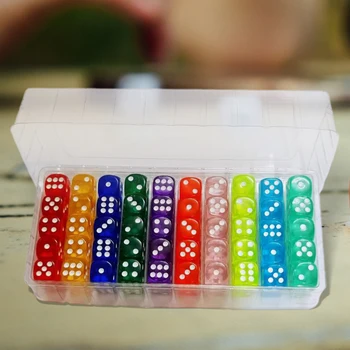 100 броя 6 едностранен преносим комплект зарове 10 цвята 14 мм акрилни зарове за преподаване на математика игри на маса зарове парти хазарт игра кубчета