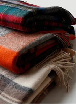 100% вълна Шотландия каре одеяло шал диван хвърлят покривка мека топла зима хотел пътуване дрямка голямо одеяло декорация на дома