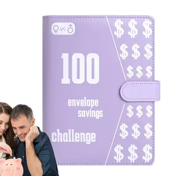 100 Спестовно предизвикателство Биндер Бюджетен плановик и книга с парични пликове Бюджетна папка с парични пликове за паричен бюджет