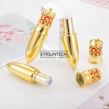 100pcs злато луксозна празна червило тръба 12.1mm корона кралица DIY тръба гланц за устни козметични контейнери опаковка бутилка F2216