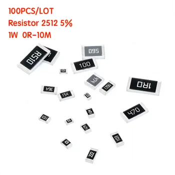 100PCS резистор 2512 5% 1W 0R-10M 0R ома ~ 10M ома резистор комплект асорти комплект проба комплект 0R 10R 100R 1K 2.2K 33K 4.7K 1M 10M