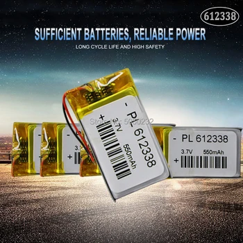 10pc Полимерна батерия 550 mah 3.7 V 612338 интелигентен дом MP3 високоговорители литиево-йонна батерия за dvr, GPS, mp3, mp4, мобилен телефон, високоговорител