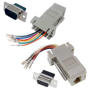 10Pcs DB9 към RJ45 модулен адаптер, DB9 към RJ45 женски жак Ethernet адаптер лесен за използване