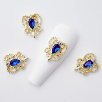 10Pcs/Lot Сърце моряк момиче диамант сплав нокти талисмани 3D Клайн синьо кристал кристал нокти изкуство 2022 DIY луксозен златен нокът скъпоценен камък 1 *