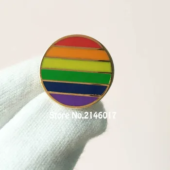 10pcs Rainbow сладък уникален ревер щифт колоритен кръг метал занаят персонализирана значка твърд емайл гей гордост LES лесбийки щифтове и брошка