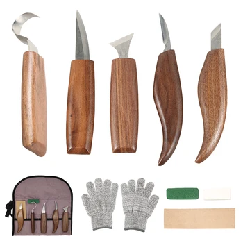10pcs Комплект инструменти за дърворезба Комплект резци за дърворезба с пилинг резачка Инструмент за прецизно рязане за гравиране за начинаещи Дървообработване