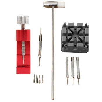 11Pcs/Set Watch Repair Link Remover Tool Hammer Pins Strap Holder Bracelet Chain Adjuster Repair Tool Kit for Men/Women Watch