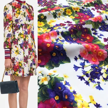 145cm ширина мода цветни малки флорални / цвете отпечатани полиестерна тъкан за жена рокля блуза панталони DIY кърпа шиене