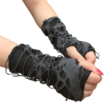 1Pair Punk Broken Slit Gothic Unisex Glove Fingerless Cuff Ninja Sport Hole Mitten Cool Women Men Hollow Out Rock Gloves