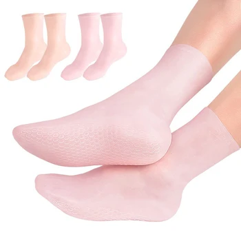 1Pair чорап подметка пчелна пита омекотяване и защита на краката плажни чорапи за мъже и жени високо еластична кожа подхранващи чорапи