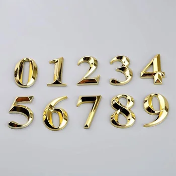 1pc височина 5 см златен домашен стикер адрес врата етикет злато модерна къща номер преносим размер за повечето плоски и чисти повърхности