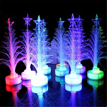 1pc Нова лампа за коледно дърво Цветна LED оптична нощна светлина Деца Коледа подарък Коледа декорация нощна светлина