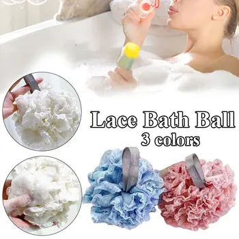 1PC Прекрасна дантела сапун гъба баня топка душ търкане вана душ измиване тялото пот гъба скрубер цвят трайни здрави масаж