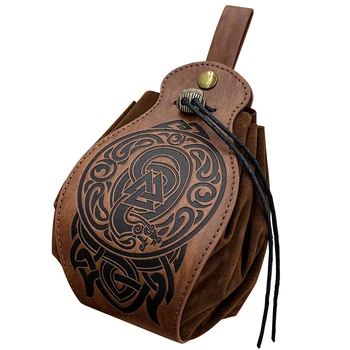 1PC Средновековен ренесансов стил талия чанта ретро PU кожа Viking торбичка монета чанта чанта за мъже жени ларп косплей аксесоари