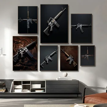 1Pcs Premium Rifle Panel / Painting Flowery Wallpaper Photo Paper on the Wall Decororation M4A1 Черни декорации за всекидневна