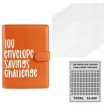 1Set 100 плик предизвикателство класьор лесен и забавен начин да спестите 5,050 + Cash плик