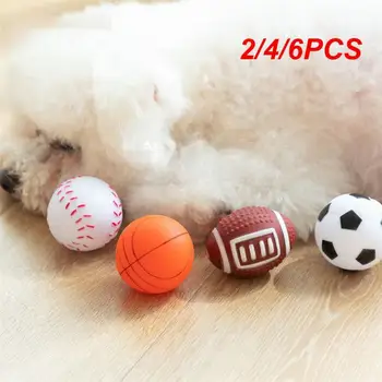 2/4/6PCS куче играчки скърцат звук куче топка каучук Rubgby футбол баскетбол интерактивни играчки за кучета малки средни големи домашни любимци играчка