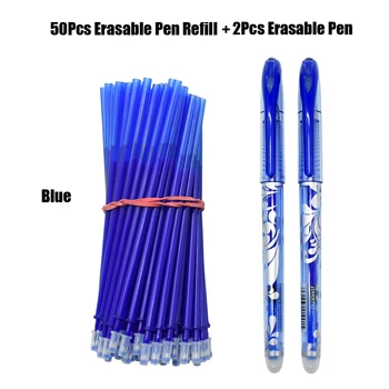 2+50Pcs изтриваеми гел писалки комплект 0.5 мм фина точка синьо черно Kawaii химикалка за писане канцеларски офис училищни пособия