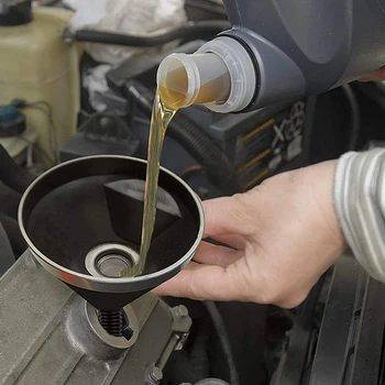 2-In-1 фуния за зареждане с гориво с цедка може чучур за масло вода гориво бензин бензин за авто кола мотоциклет велосипед камион ATV