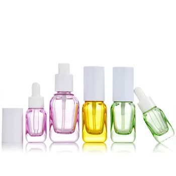 200Pcs 10/20/40ml цветни стъклени капкомер бутилки за масло есенция течен спрей помпа лосион бутилка парфюм козметични контейнери