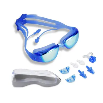 2021 Гореща продажба плуване очила колоритен не изтичане анти-мъгла регулируеми меки очила за плуване с безплатен тапи за уши нос клип