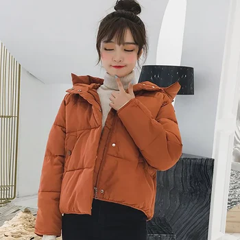 2023 Жените хлабав къс хляб Parkas качулка мода простота елегантен случайни сгъсти палто корейски женски зимата топло яке