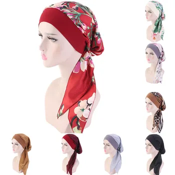 2023 Модни печатни цветя Жени Вътрешна шапка с хиджаби Мюсюлмански шал за глава Тюрбан Капак готов за носене Дамски Wrap под хиджаб капачка