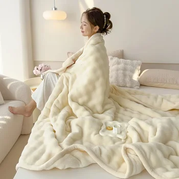 2023 Нов клас А майчин и бебешки заек плюшен балон корал плюшено одеяло климатик одеяло диван капак одеяло
