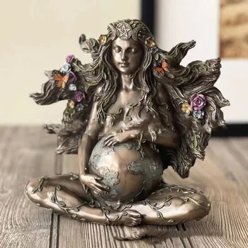 2023 НОВ Статуя на Майката Земя Фея Гея с пеперуда Декоративна фигурка на Буда Богиня Лечебна медитация