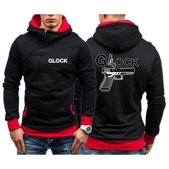 2023 Нови Glock съвършенство стрелба печатни мъжки качулки суитчъри нови тънък пуловер суитчър диагонал цип мъж суитчър
