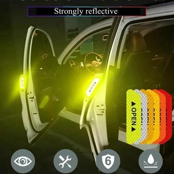 2023 Светлоотразителни кола врата стикер безопасност отваряне предупреждение рефлектор лента Decal Авто аксесоари за кола Външен вътрешен рефлектор