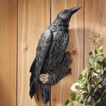 20cm Черна врана костур стена скулптура стена висящи смола скулптура градина занаят 2023 гореща продажба