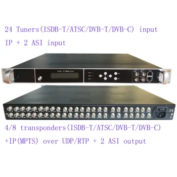 24 начин dvb-s2 / S към DVB-T цифров catv модулатор, 24 начин DVB-T тунер към DVB-T RF модулатор, телевизионна централа за хотел / училище / болница