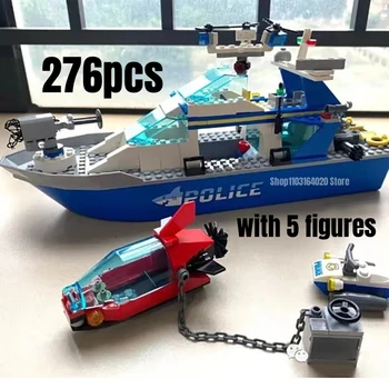 276pcs Cop патрулна лодка строителни блокове модел Fit 60277 Играчки за деца Коледен подарък