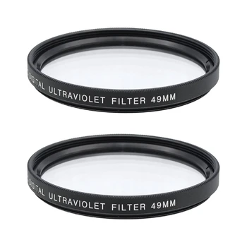 2Pcs 49Mm UV защита филтър обектив с HD устойчив UV филтър за 49Mm камера обектив