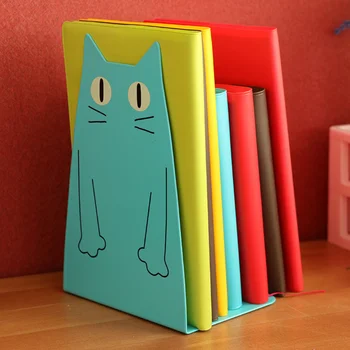 2Pcs бюро книга рафт скоба метална библиотека желязо сладко животно котка книга стойка за четене