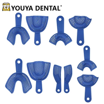2бр/комплект Стоматологични отпечатъци Тава Пластмасово-стоманени държачи за зъби Стоматология Инструмент Орална хигиена Зъболекарски материали Стоматологични тави