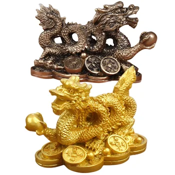 2бр смола дракон орнамент дракон с монети занаятчийски десктоп украшение фестивал благоволение