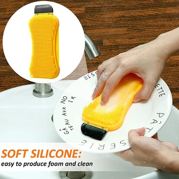 3 В 1 кухненска силиконова четка за почистване може да държи течен сапун Кухненски почистващ инструмент Силиконова четка за миене на съдове